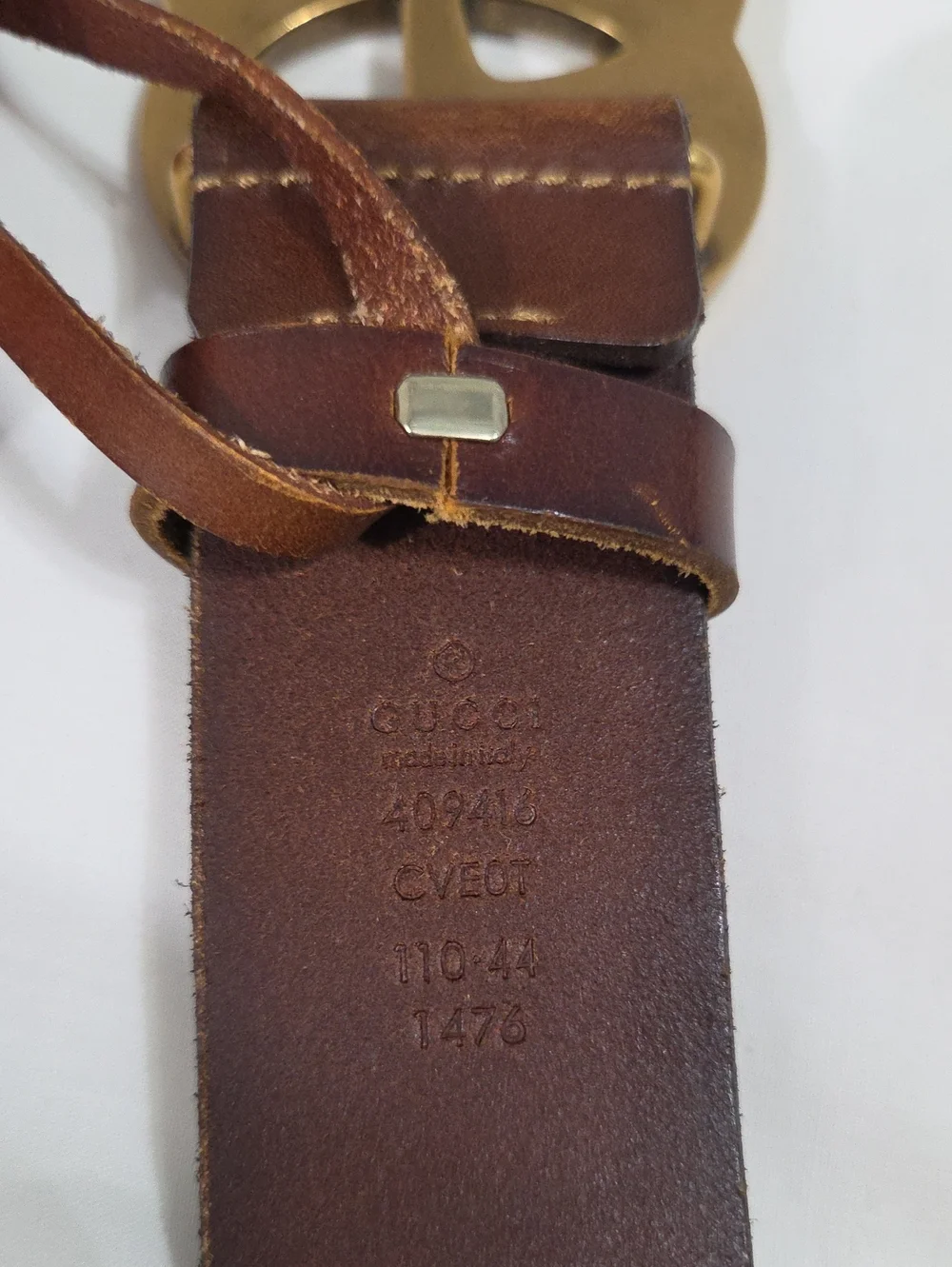 Gucci Brown Leather Belt with Gold Double G Buckle